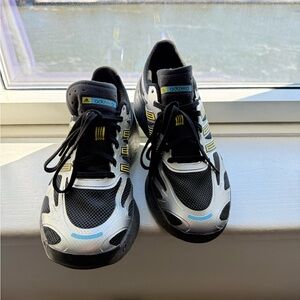 Adizero Black, silver with blue and yellow Running Shoes size 11